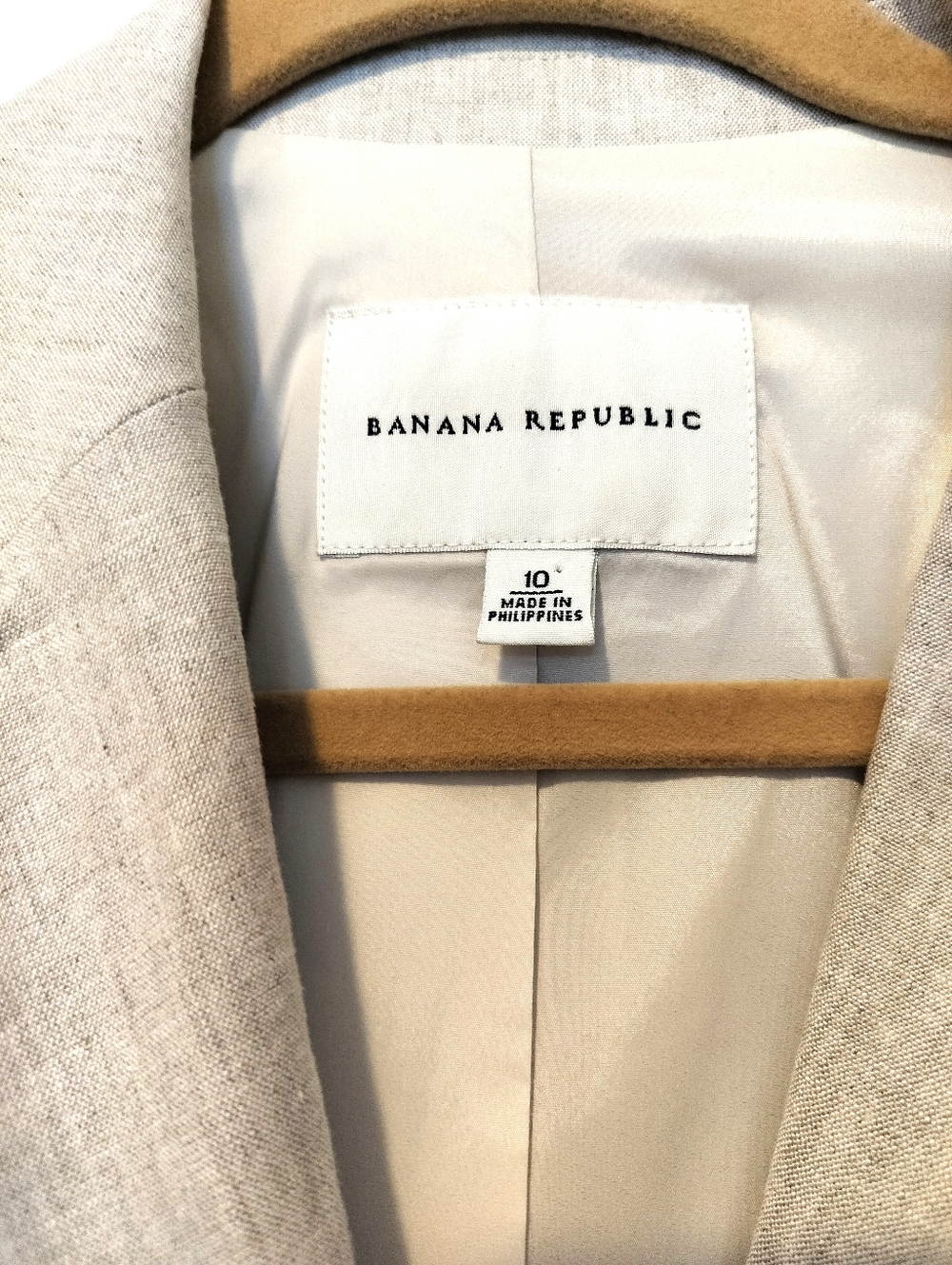 Banana Republic Beige Linen-Blend Belted Blazer Size 10 Women - Picture 2 of 5